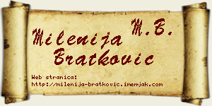 Milenija Bratković vizit kartica